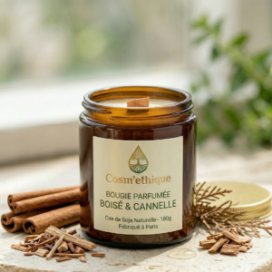 COSM Éthique – Bougie Parfumée « Boisé & Cannelle »